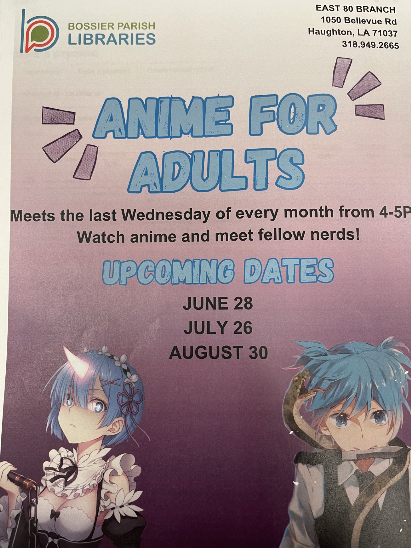 Anime for Adults Bossier Parish Libraries